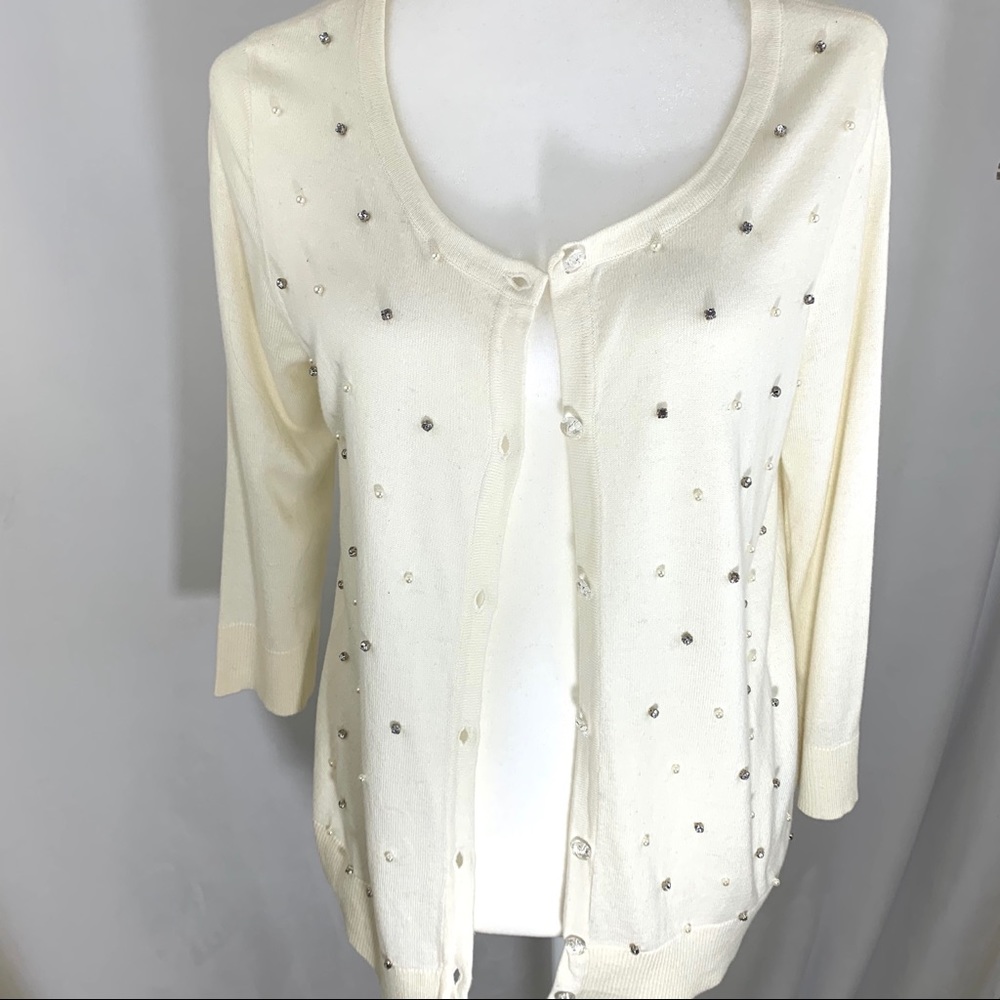 Dana Buchanan Rhinestone & Pearl Cardigan